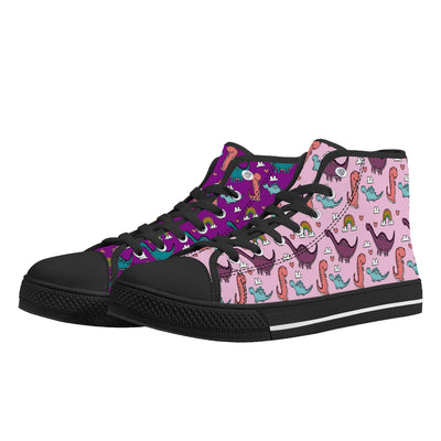 Purple And Pink Dinos High Tops – Offbeat Sweetie