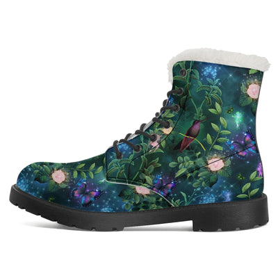 Enchanted Garden Faux Fur Vegan Leather Boots Offbeat Sweetie