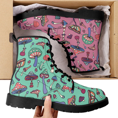 Mismatched Mushrooms Boots - Offbeat Sweetie