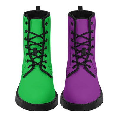 Green And Purple Mismatch Boots - Offbeat Sweetie