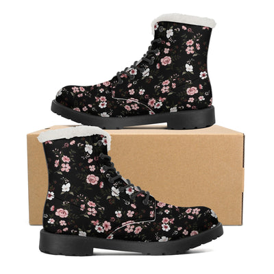 Midnight Blossom Faux Fur Boots - Offbeat Sweetie