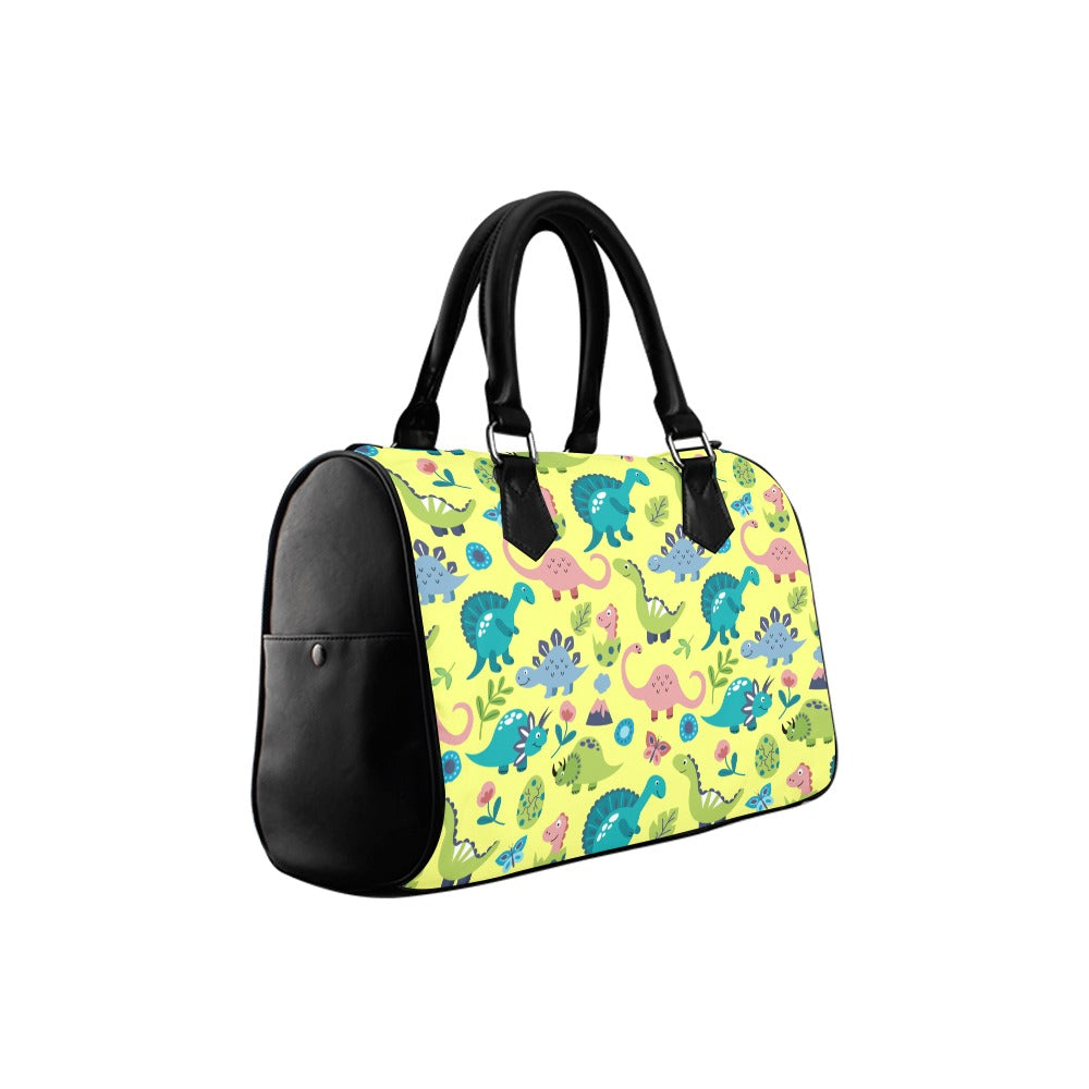 Yellow Dinos Boston Handbag - Offbeat Sweetie