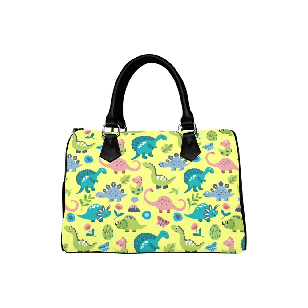 Yellow Dinos Boston Handbag - Offbeat Sweetie