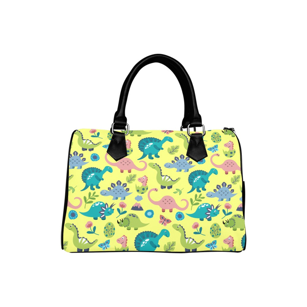 Yellow Dinos Boston Handbag - Offbeat Sweetie
