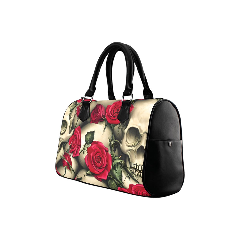 Skulls And Roses Boston Handbag - Offbeat Sweetie