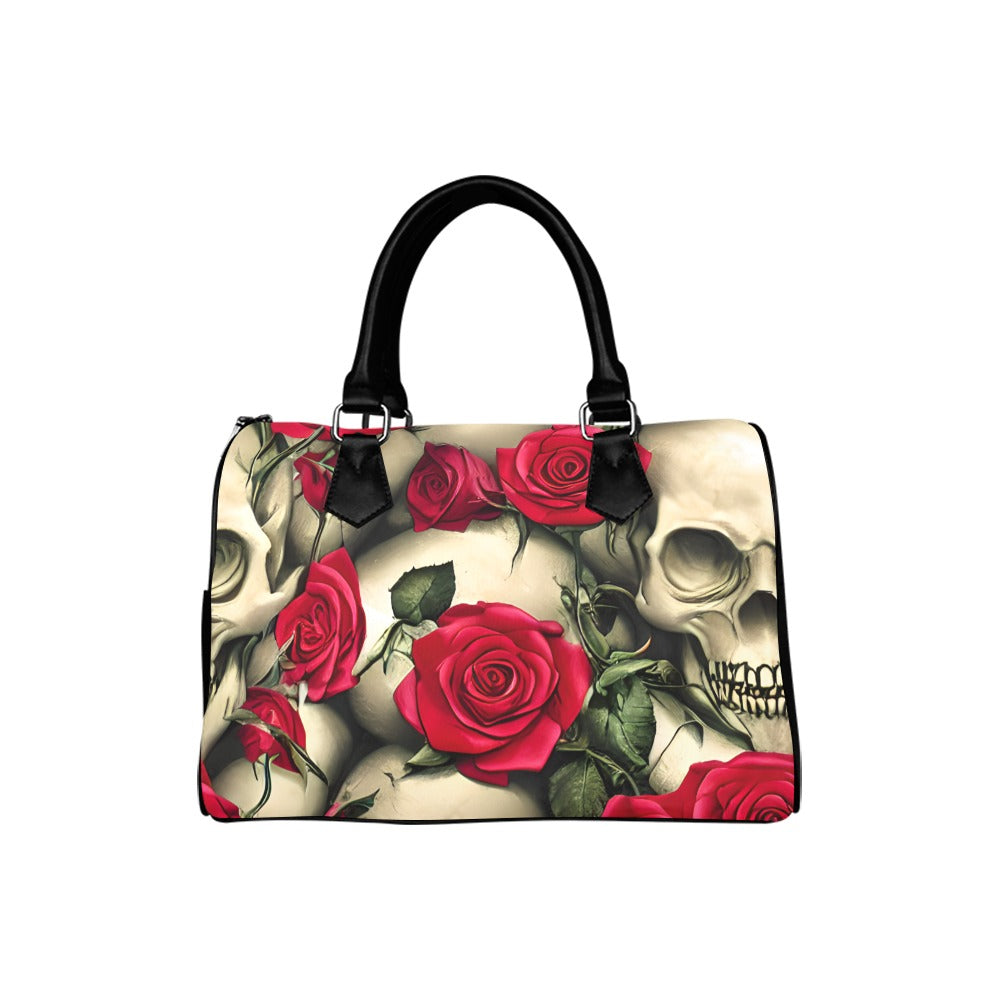 Skulls And Roses Boston Handbag - Offbeat Sweetie