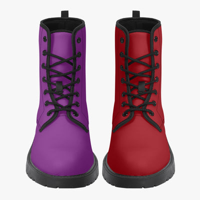 Purple And Red Mismatch Boots – Offbeat Sweetie