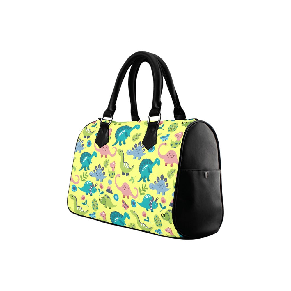 Yellow Dinos Boston Handbag - Offbeat Sweetie