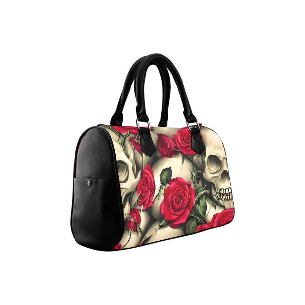 Skulls And Roses Boston Handbag - Offbeat Sweetie